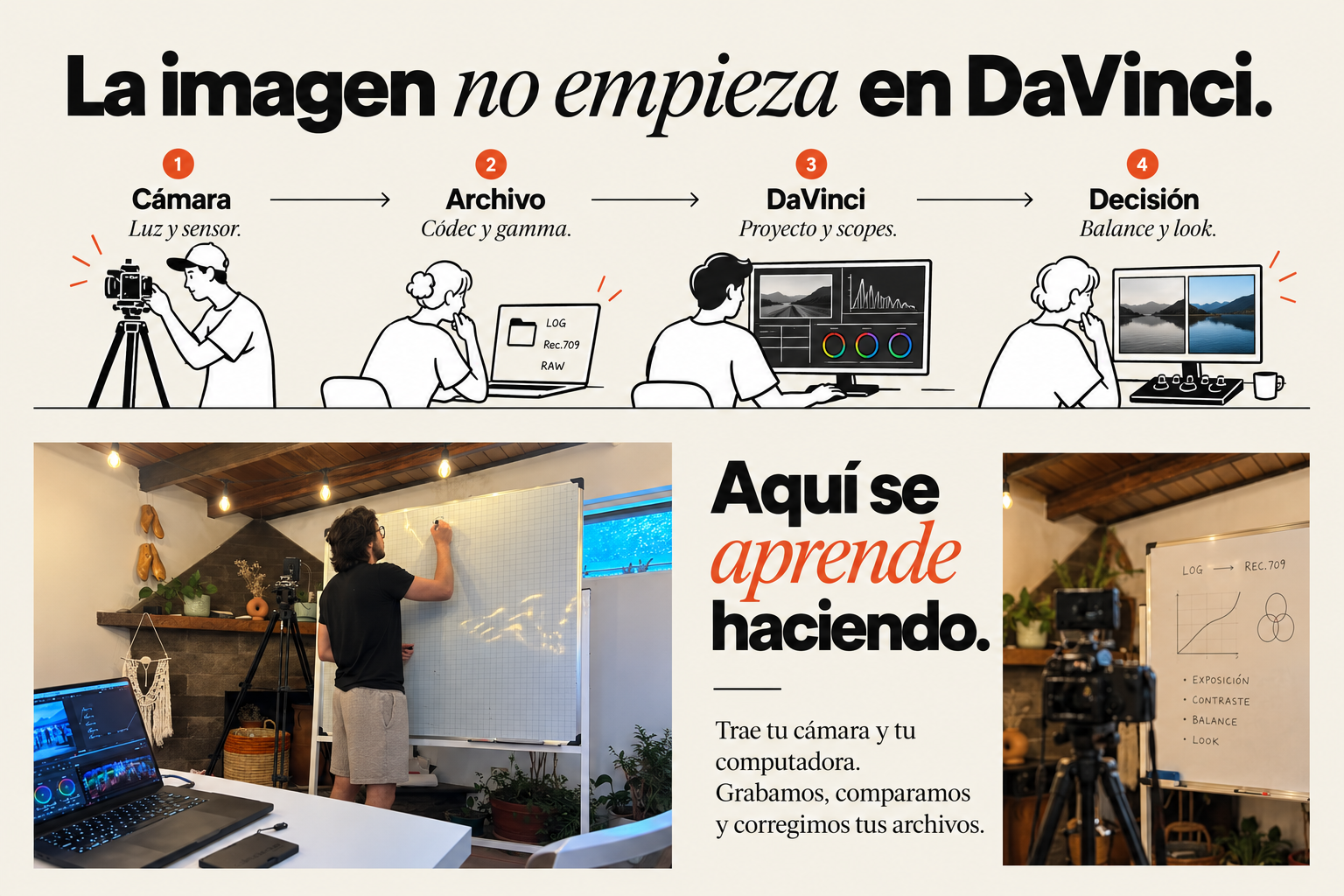 Una persona opera una cámara.
